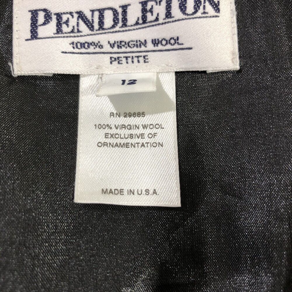 Pendleton Blazer Women 12 Petite Gray Heathered Plaid Virgin Wool Jacket VTG - Picture 5 of 8